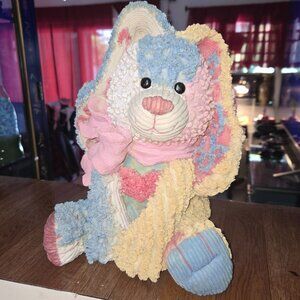 Vintage 2001 Chenille Look Heavy Resin Bunny Figurine